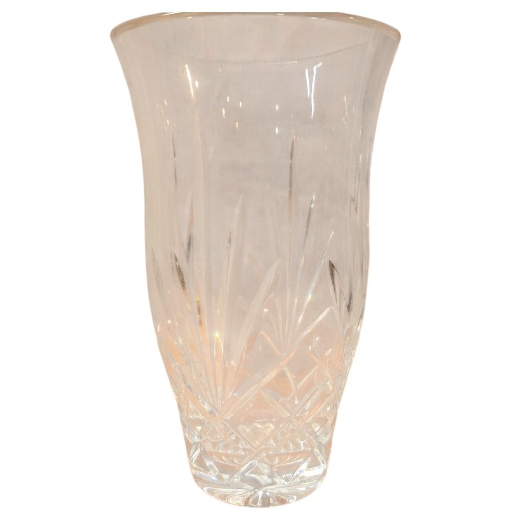 Heavy‎ Decorative Clear Crystal Cut Glass Flared Vase 7" x 4"